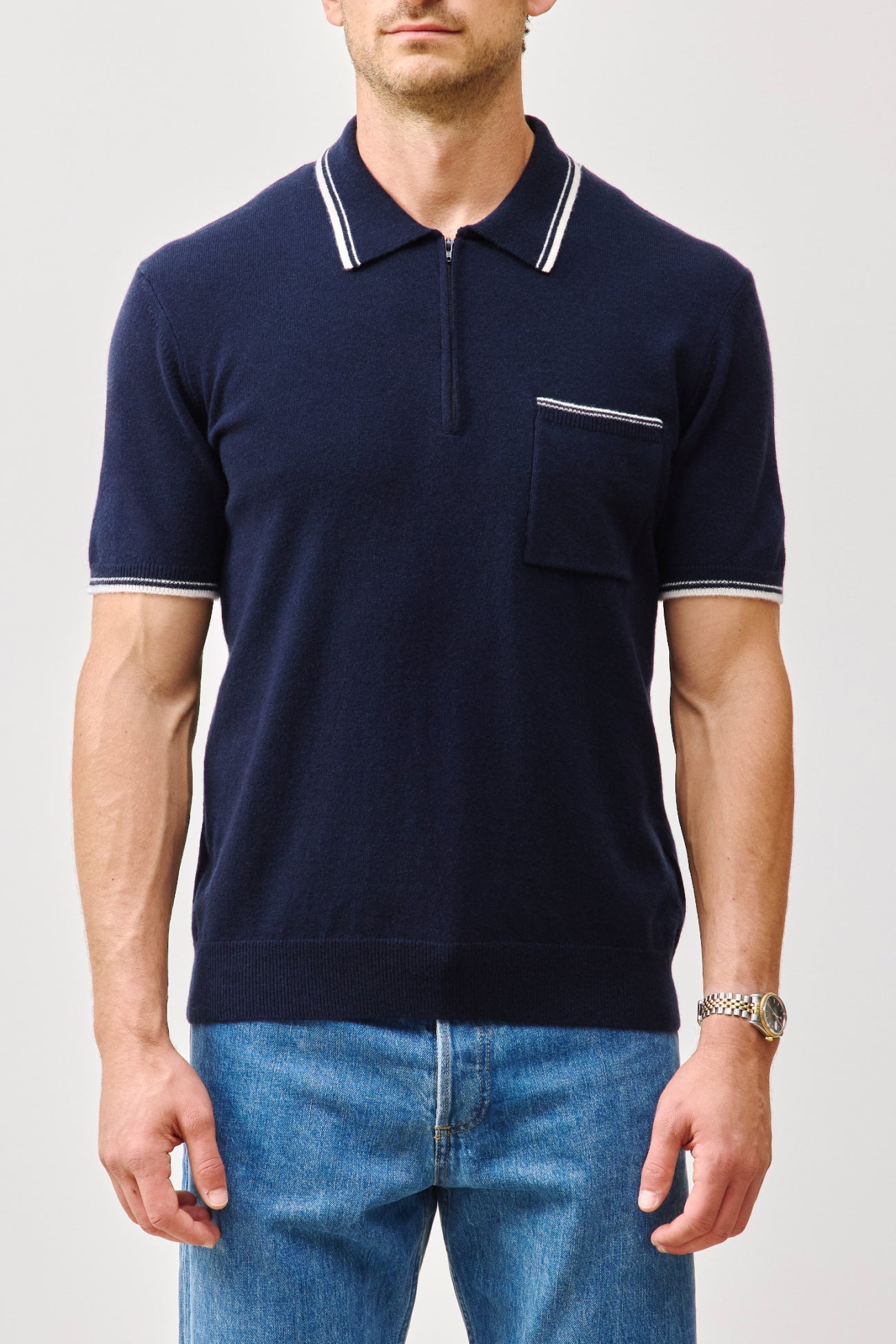 ALDRICH CASHMERE QUARTER-ZIP POLO SHIRT