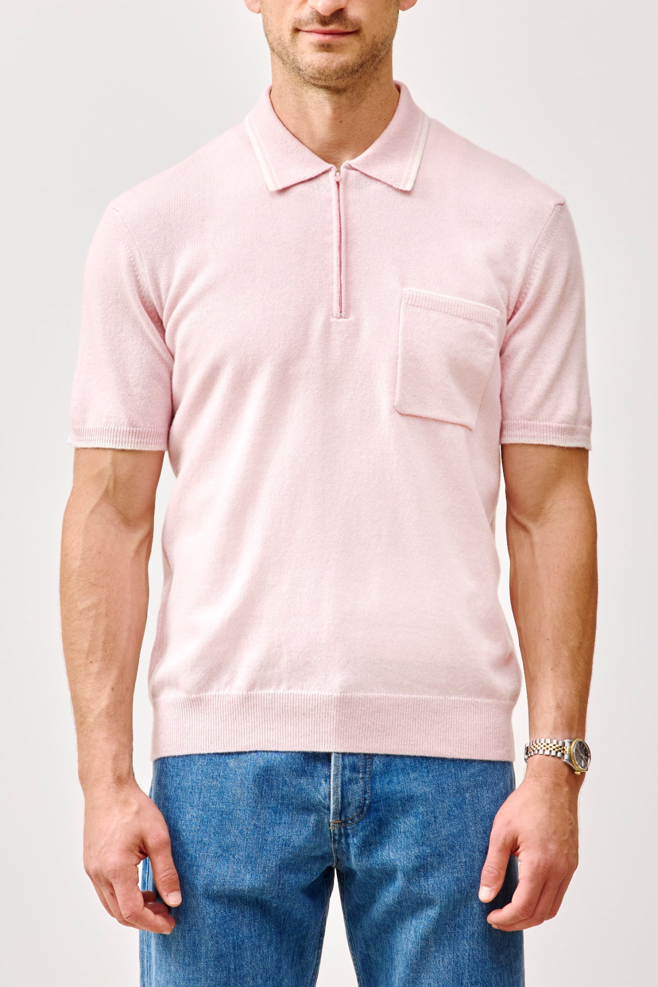 ALDRICH CASHMERE QUARTER-ZIP POLO SHIRT